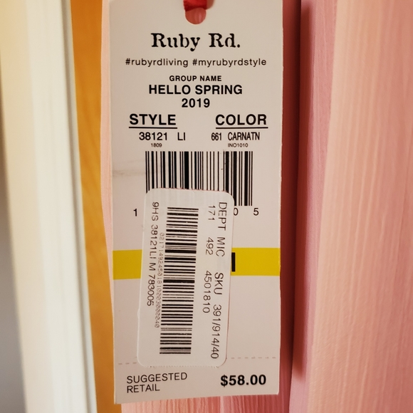 Ruby Rd long pink crepe skirt. Elastic waist. Lined. size M - Picture 3 of 5